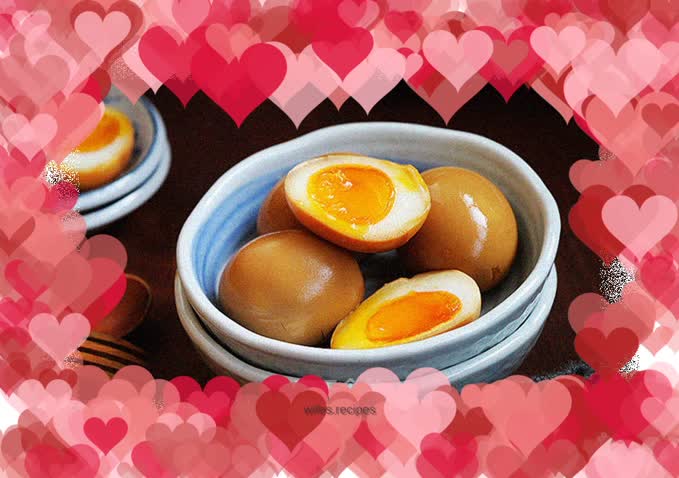 Soft-boiled eggs with sauce