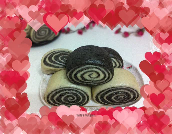 Black sesame steamed bun roll