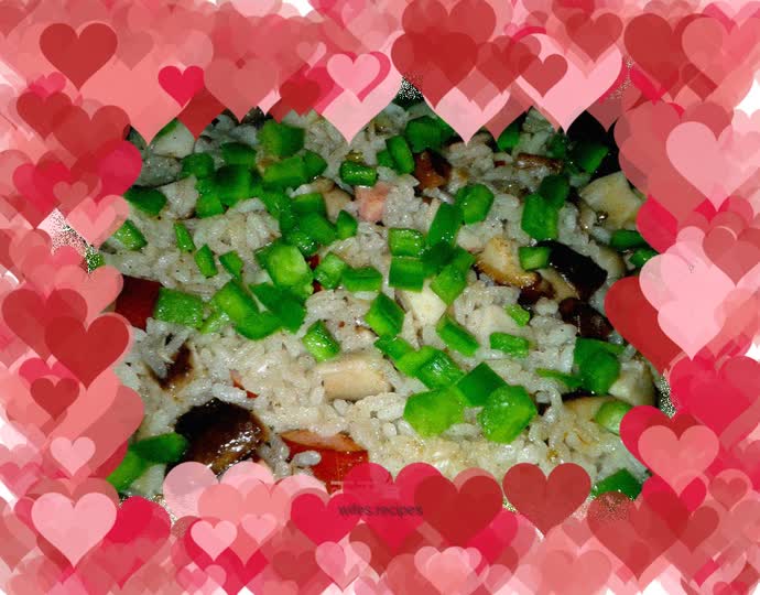 Braised rice with taro and mushrooms