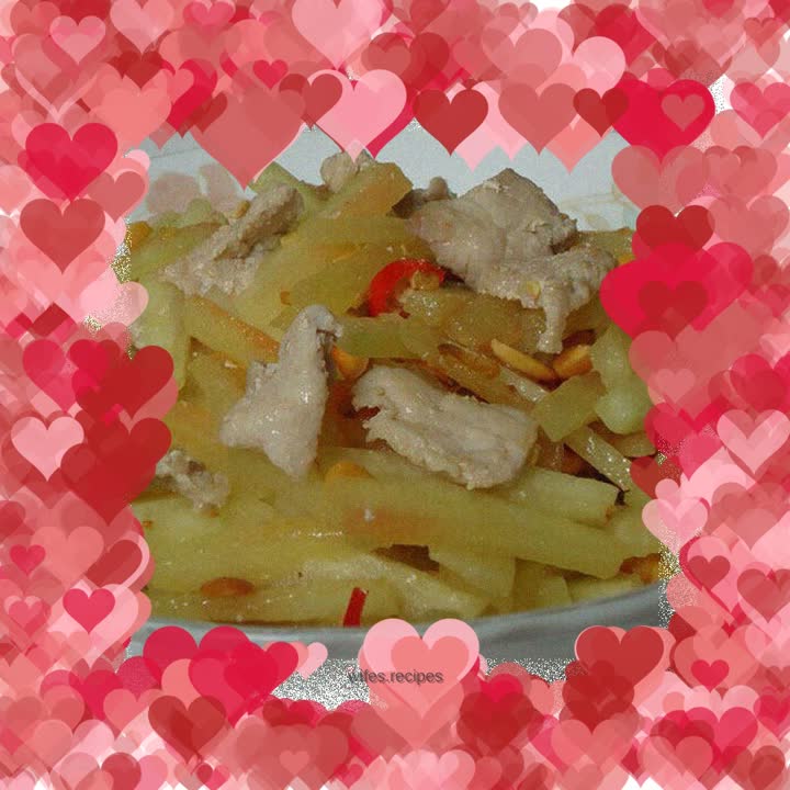 Fried meat with watermelon rind