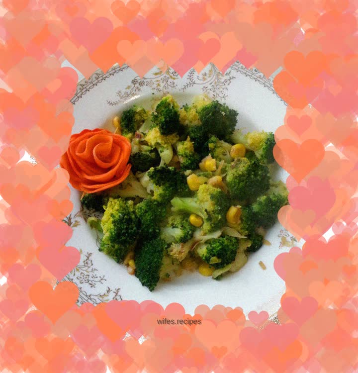 Fried corn with broccoli