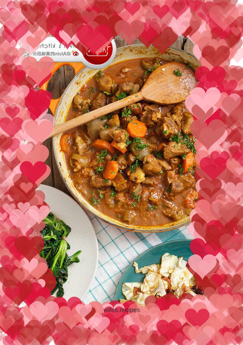 Lamb curry and two side dishes