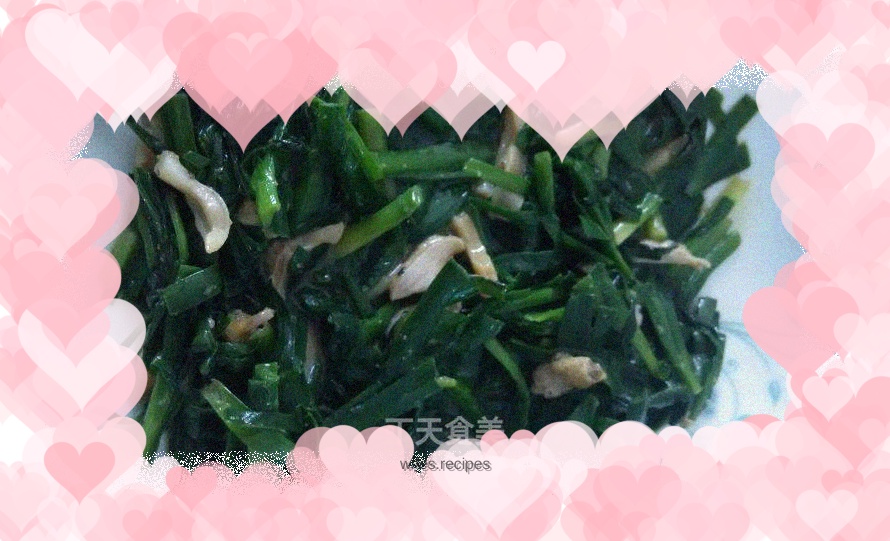 Fried mussels with leeks