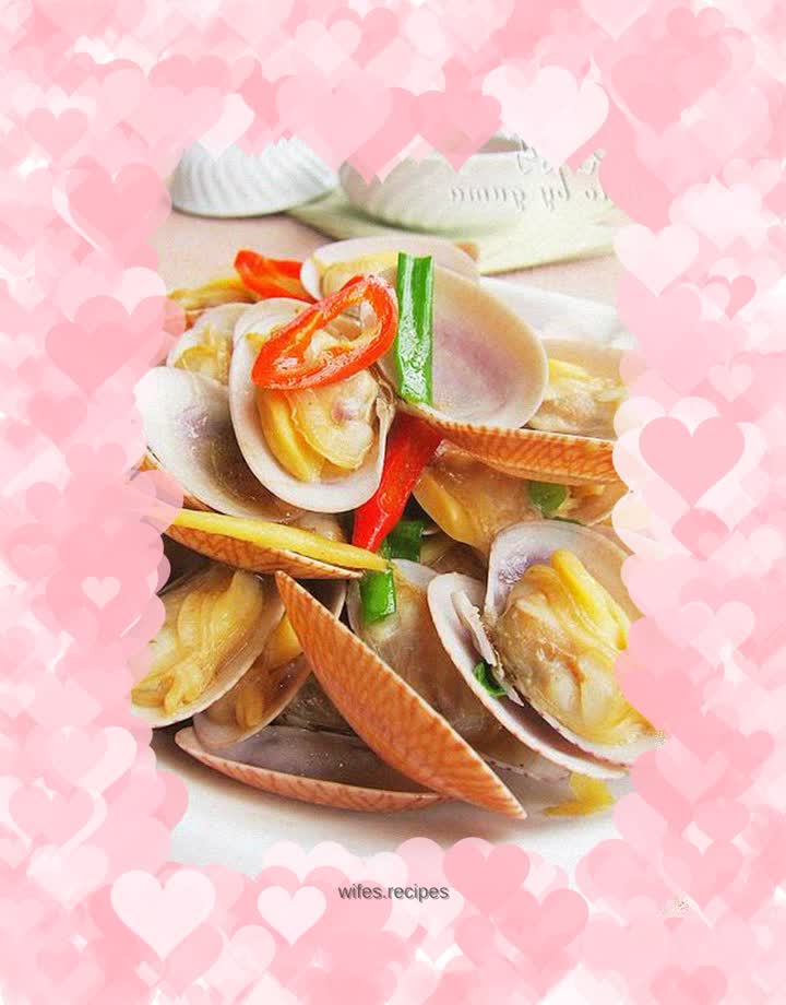 Stir-fried clams with green onions and ginger