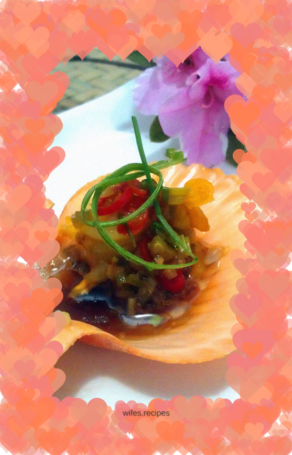 Steamed scallops with scallion oil