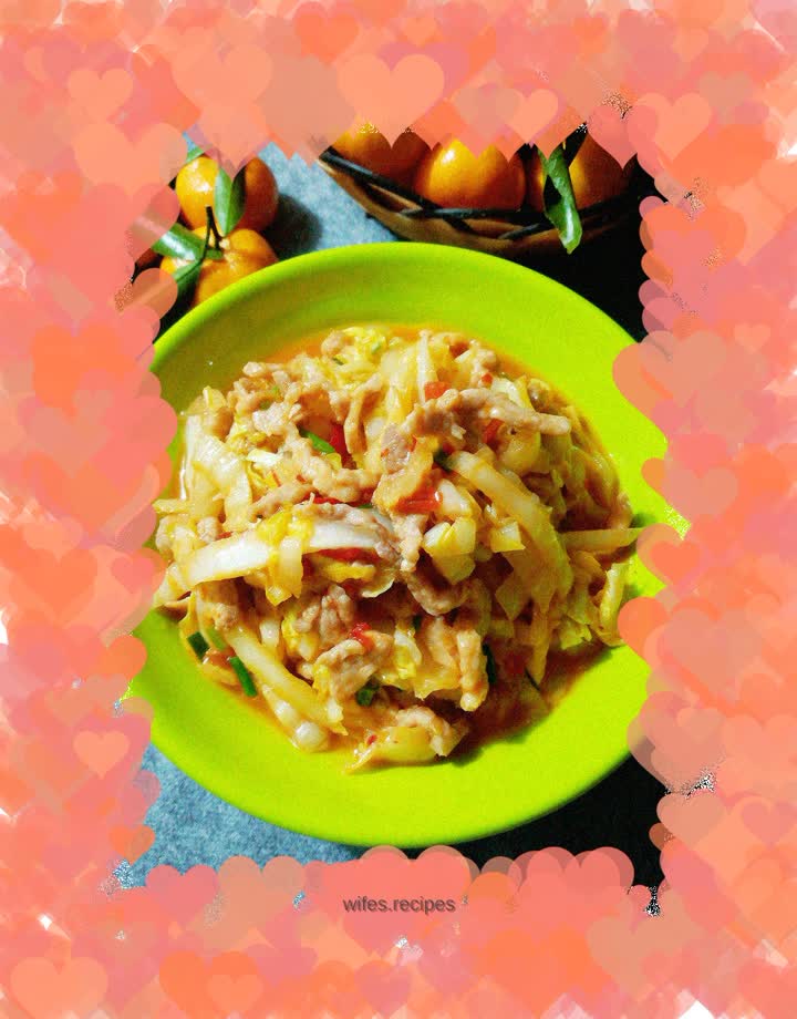 Shredded cabbage and pork