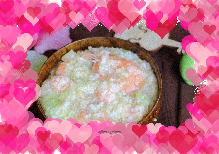 Shrimp and vegetable porridge baby food, rice + cabbage