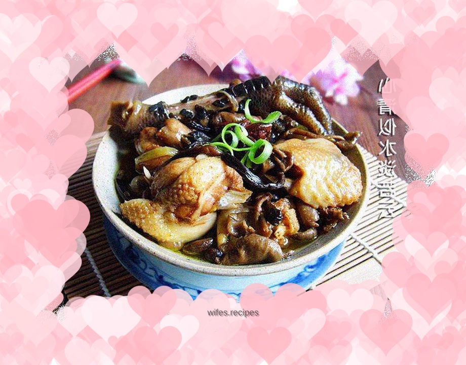 Chicken stewed with mushrooms