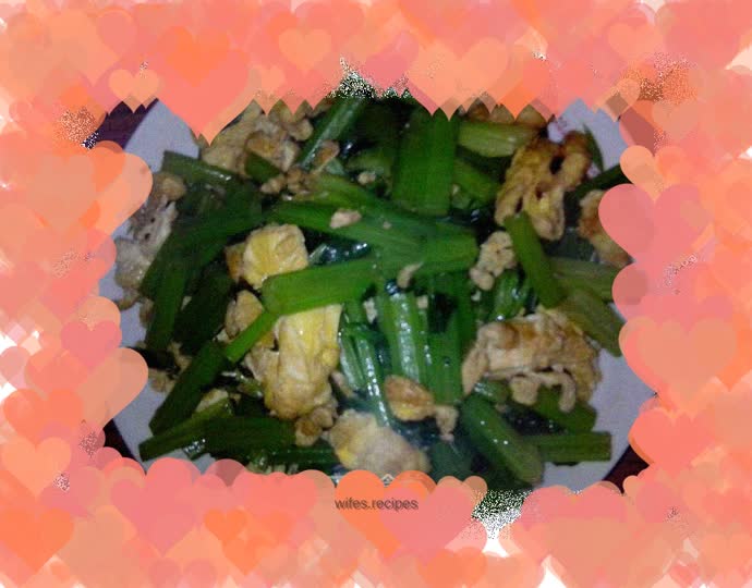 Fried celery with eggs