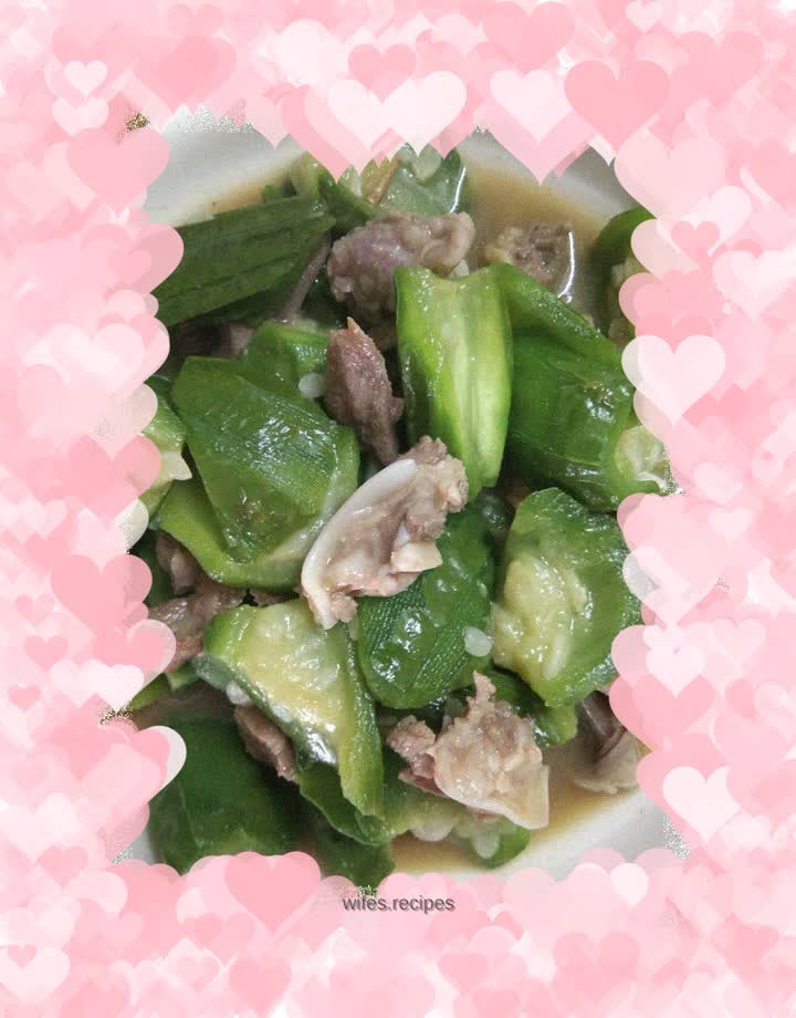 Stir-fried pork tongue and loofah