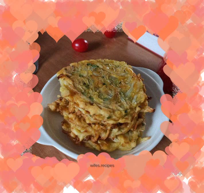 Chive, egg and radish pancake