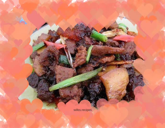 Peach gum pork belly