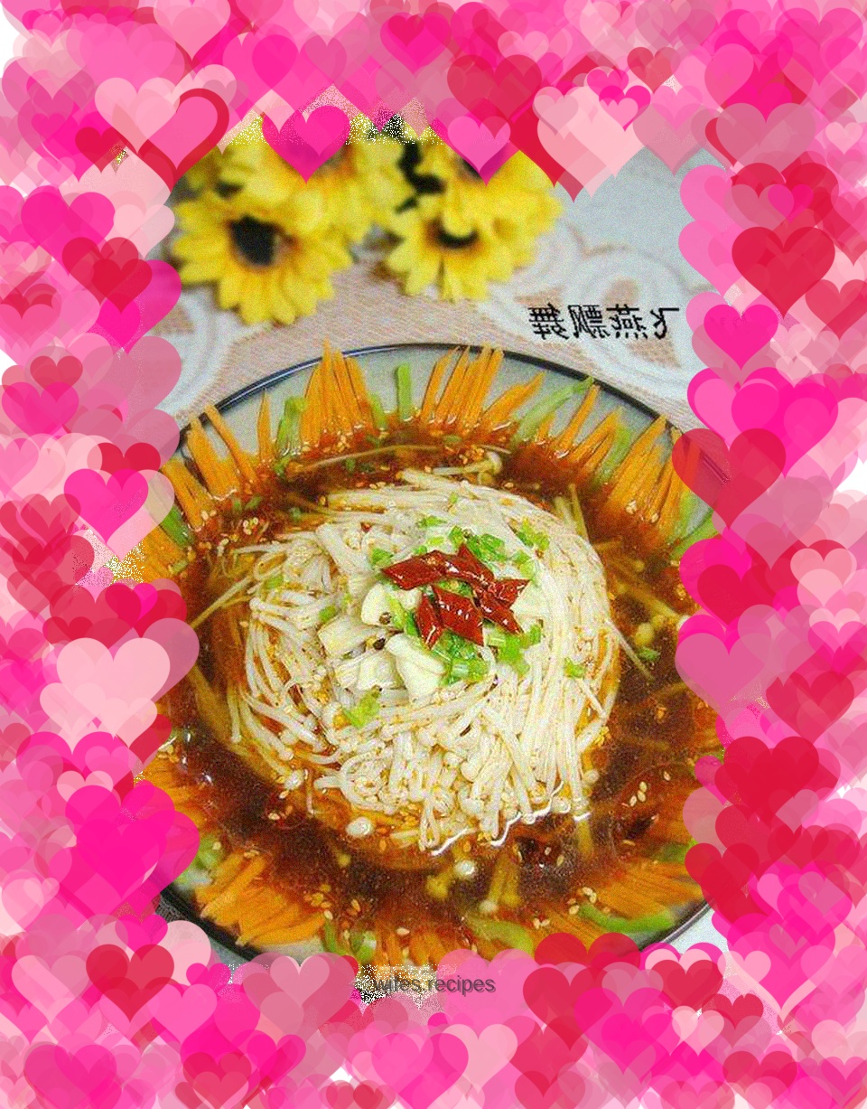 Refreshing little cold dish---------[Mixed with Enoki Mushrooms]