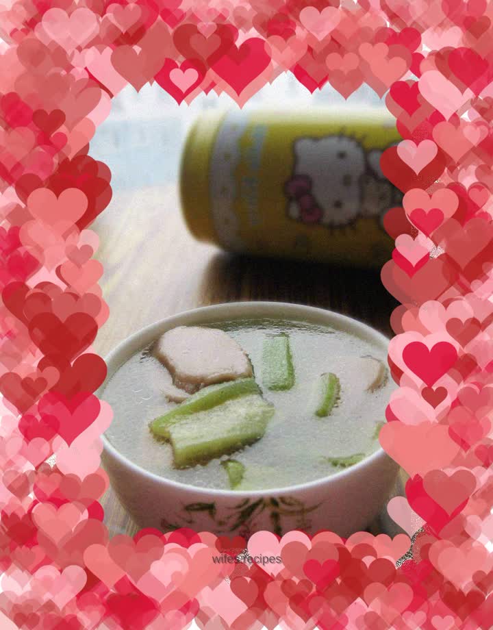 Loofah rice cake soup