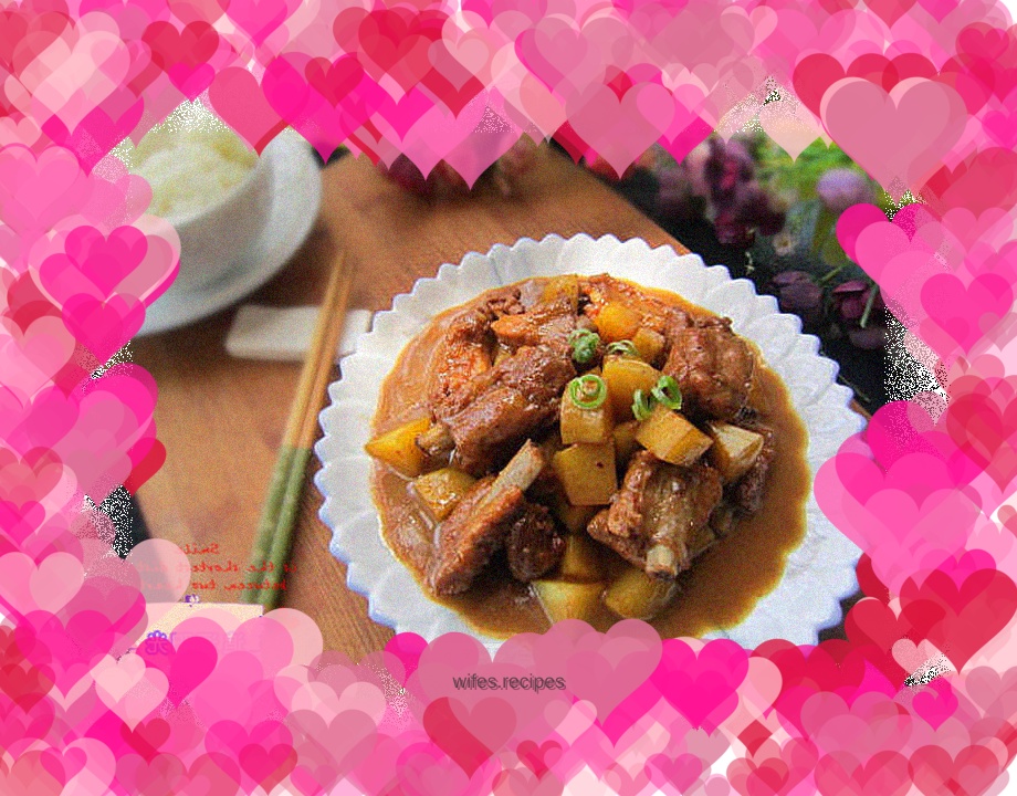 Pork Ribs Stewed with Potatoes--How to make tender but not burnt pork ribs