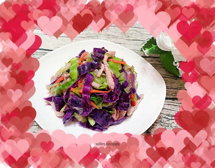 [Liaoning] Stir-fried shredded pork with two-color cabbage