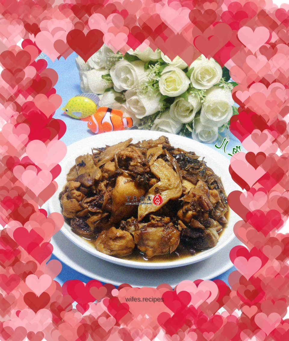 Braised chicken legs with pickled vegetables and soy protein