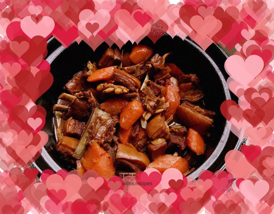 Casserole with lamb chops and braised carrots