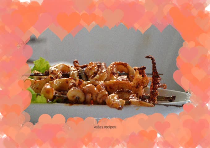 Spicy squid skewers