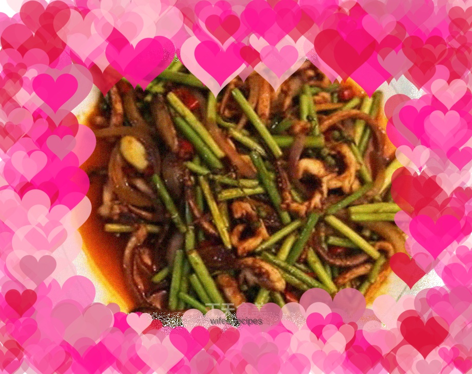 Squid tentacles with garlic sprouts