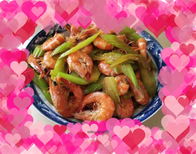 Stir-fried shrimp with celery