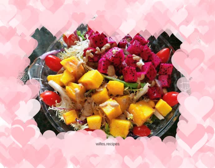 Colorful vegetable and fruit salad