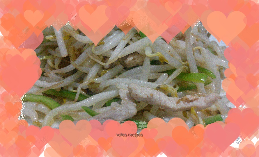 Stir-fried bean sprouts with shredded pork
