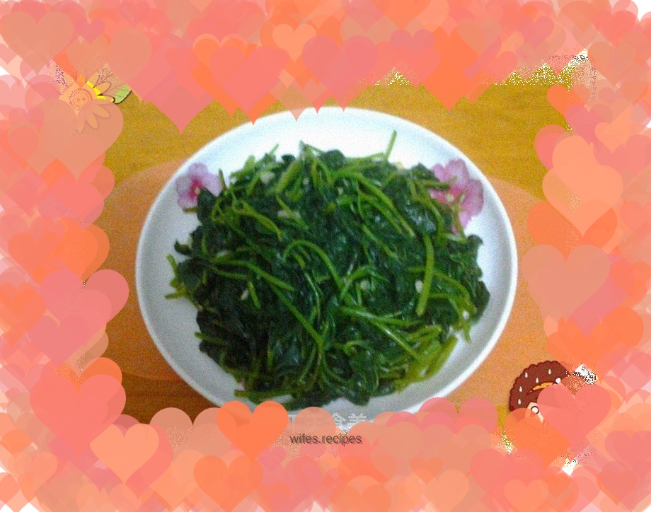 Stir-fried sweet potato leaves with garlic