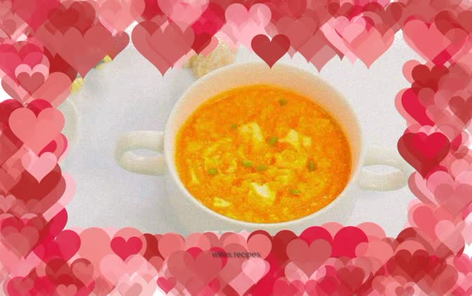 Carrot egg yolk paste, healthy baby food, soft tofu