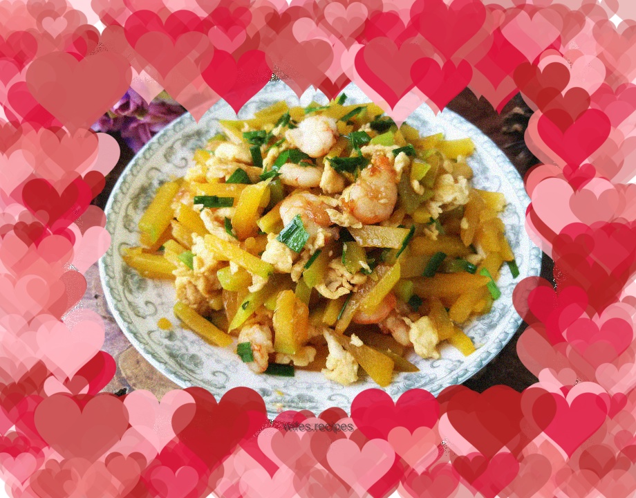Scrambled Eggs with Shrimp and Pumpkin