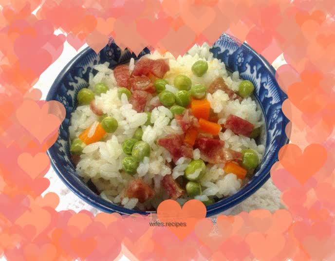[Sausage and Pea Rice]------Easy to the eyes and delicious, easy to eat