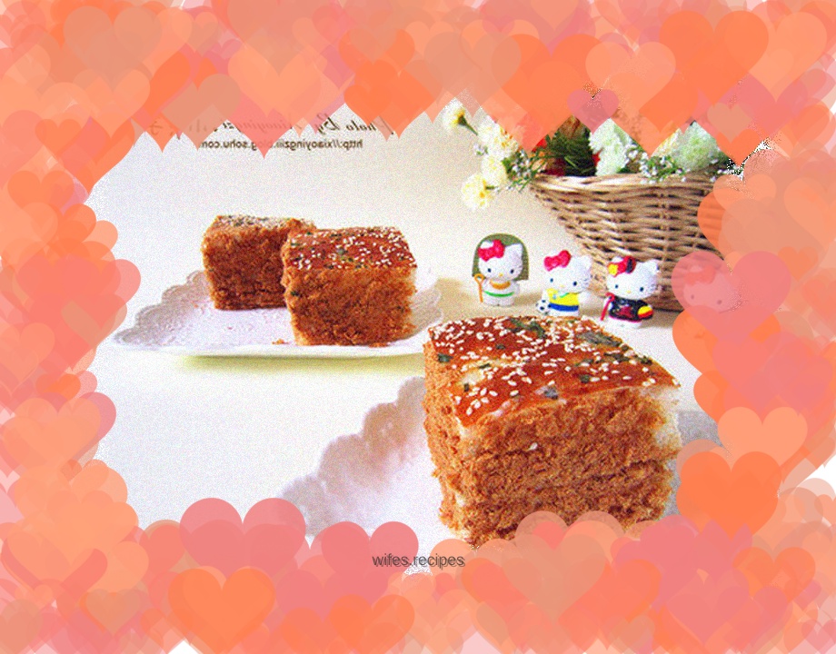 The most delicious combination--scallions and meat floss bread cubes