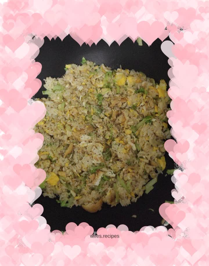 Fried rice with cabbage strips and fufu