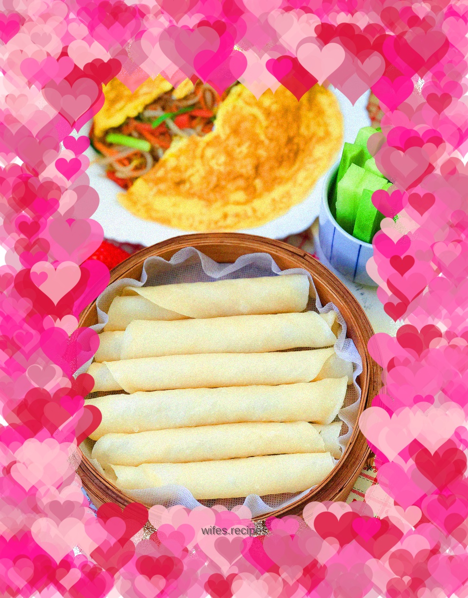 Spring pancakes rolled with vegetables