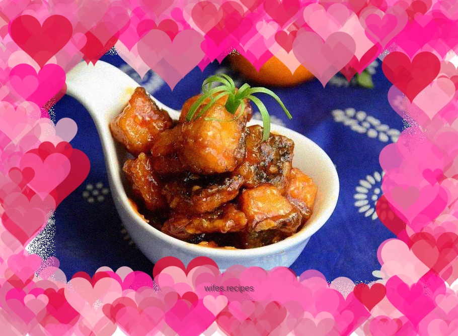 Sweet and sour black fish diced