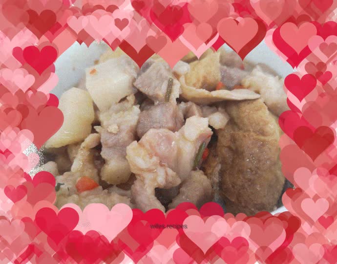 Fancy exquisite simple meal: steamed pork with fried tofu + whole grain rice