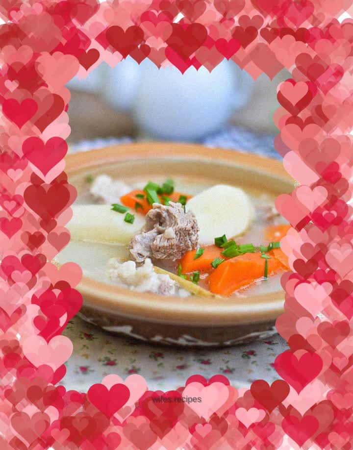 Yam, carrot and mutton soup