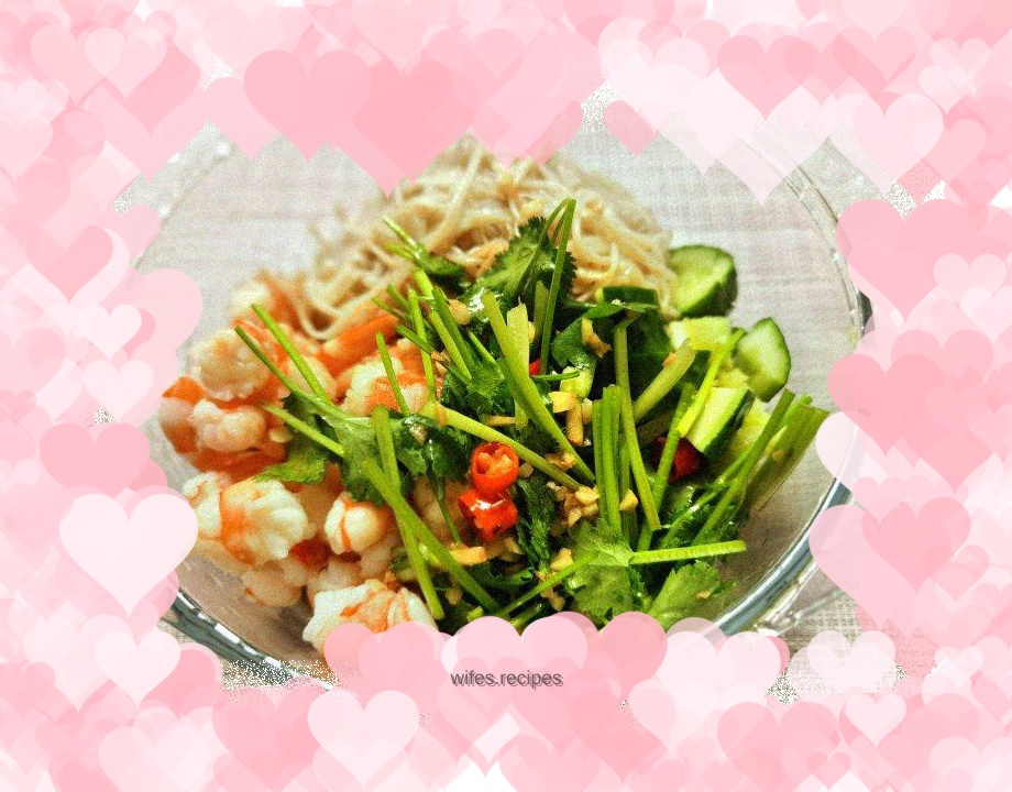 Shrimp, Cucumber and Enoki Mushrooms