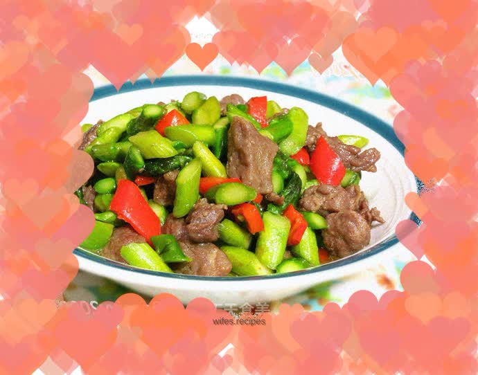Beef cubes with asparagus