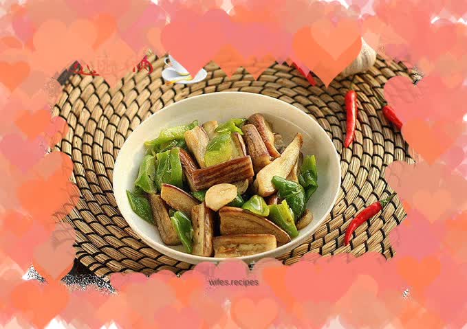 Fried eggplant with green pepper
