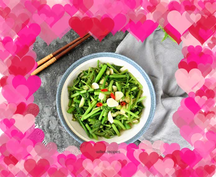 Spicy stir-fried pumpkin tips