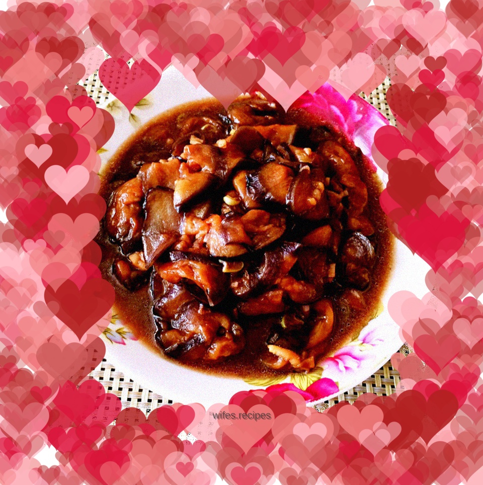 Strain the oil and cook the eggplant slices with rice