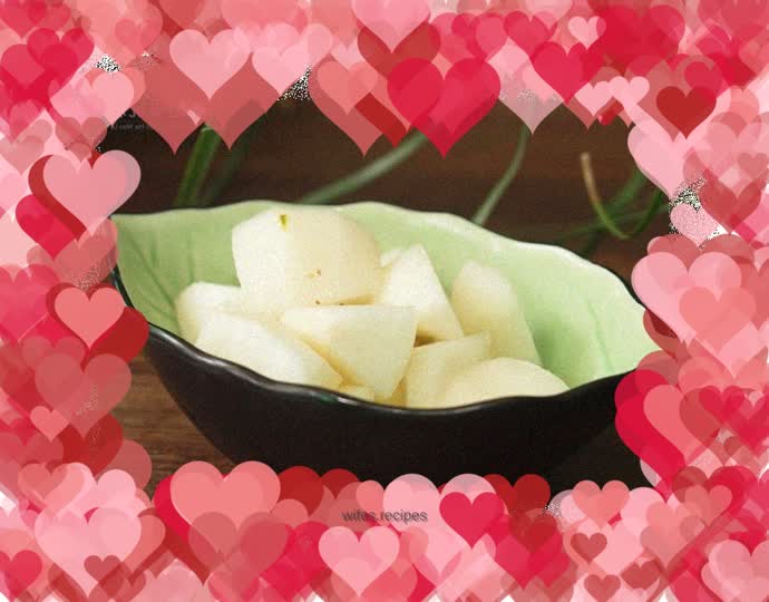 Green pear with plum juice