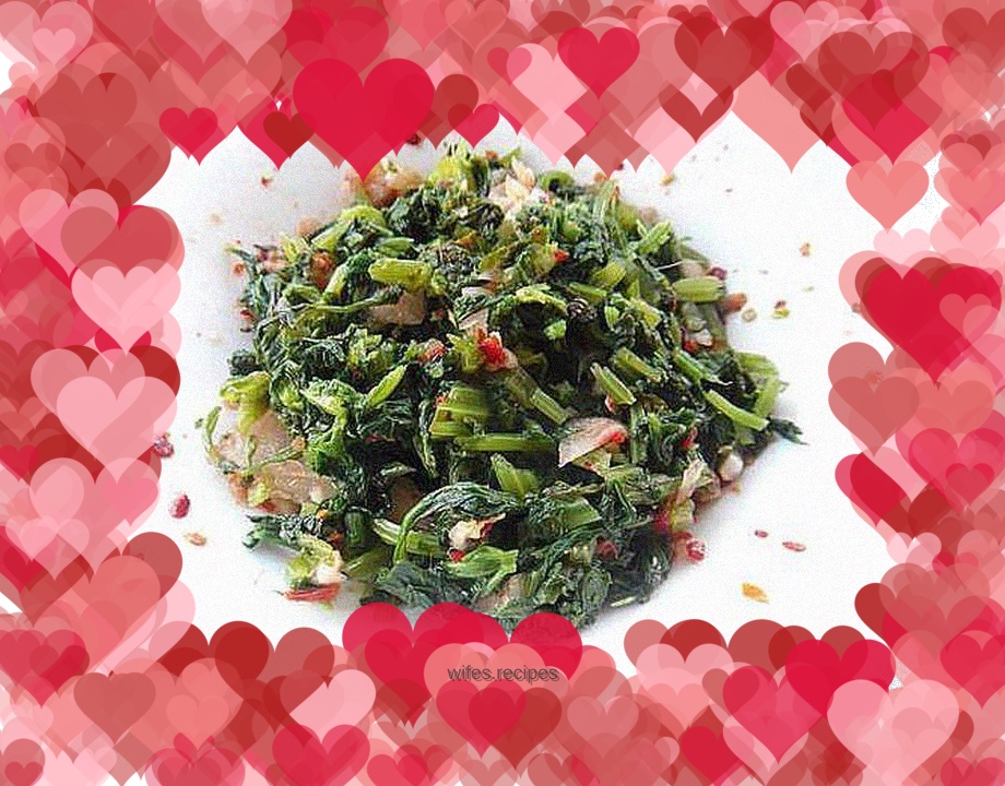 Celery leaves in hot sauce