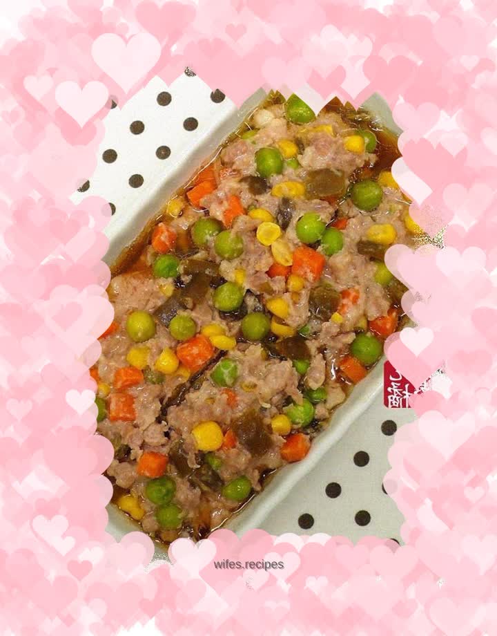^(00)^ Colorful Steamed Pork Patties with Pickles ☆Steamed Pork Patties 4