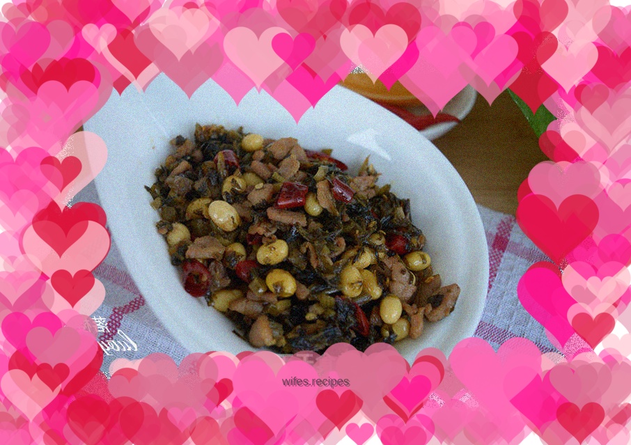 Stir-fried soybeans with pickled vegetables and minced meat