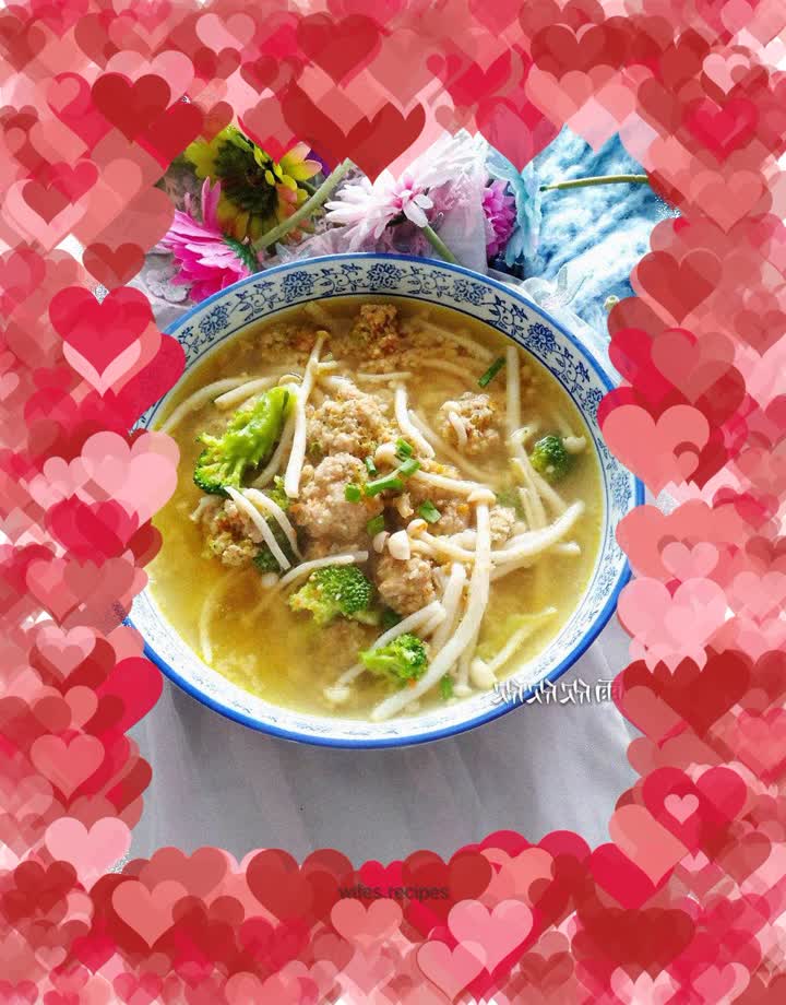 Seasonal vegetable meatball soup