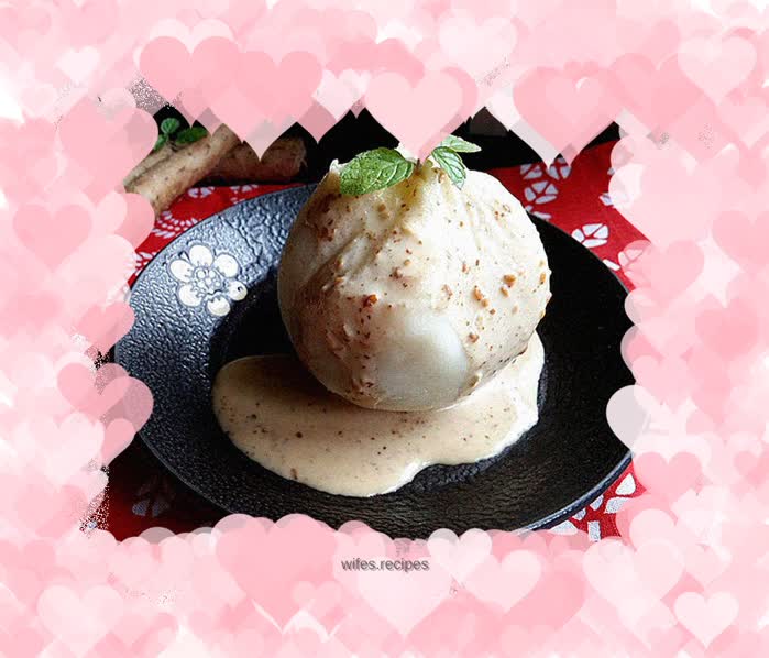 Yam puree with roasted sesame juice