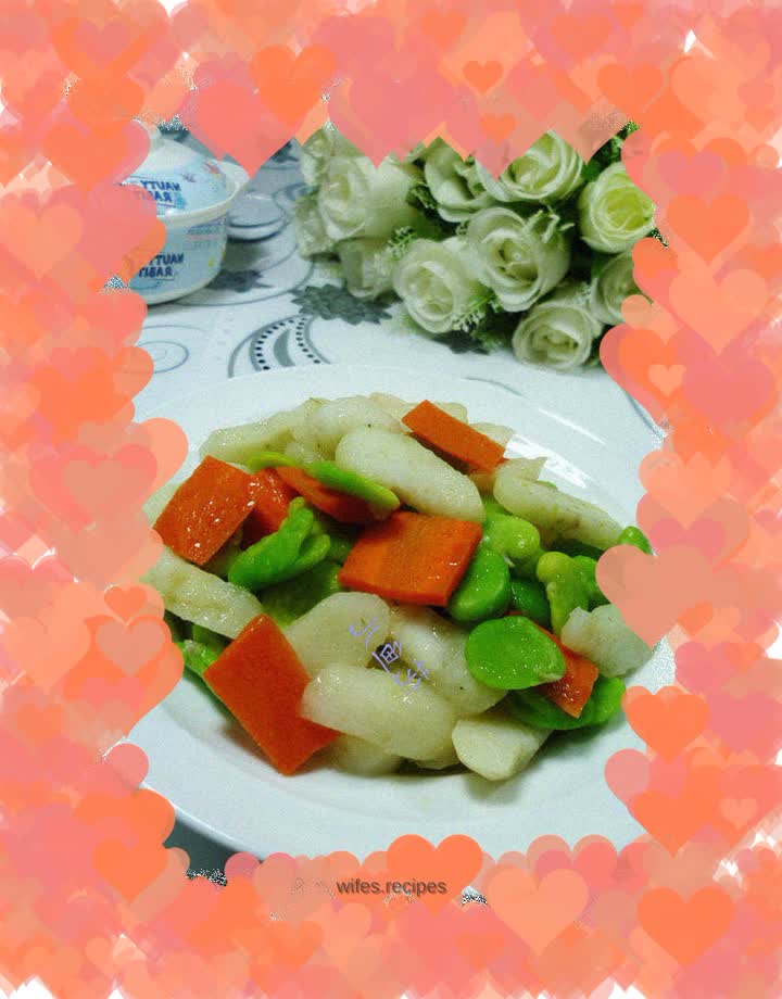 Fried broad beans and water chestnuts