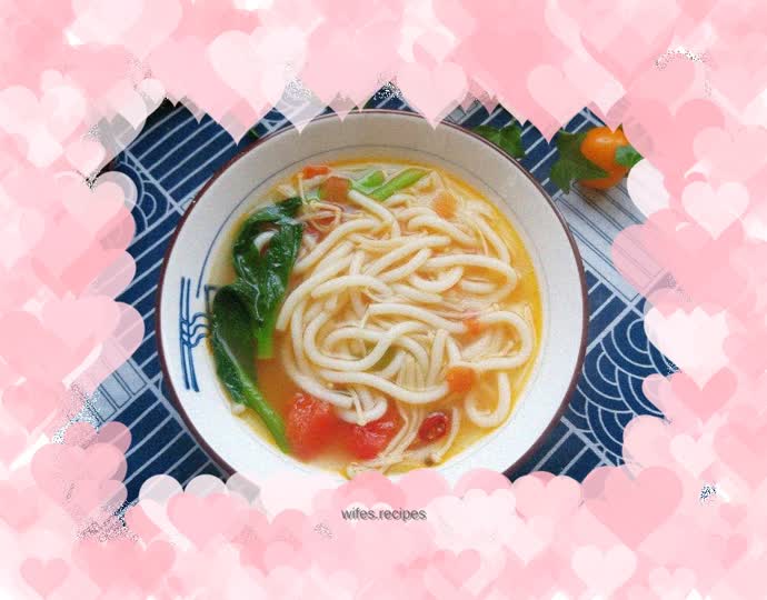 Tomato and cabbage core udon